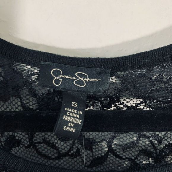 Jessica Simpson Opera Black Ribbed Lace Dress - Picture 3 of 5